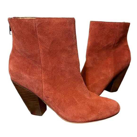 Very Corso Como 10th Anniversary Burnt Orange Suede Ankle Boots Booties Size 7 - Picture 3 of 10